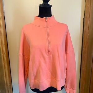 Fabletics Pink Mock Neck Long Sleeve Sweatshirt